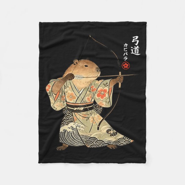 Capybara Bågskytte Samurai Kyudo Japansk Djur Kons Fleecefilt (Framsidan)