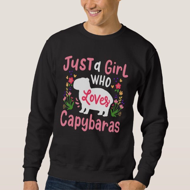 Capybara bara en flicka som Kärlek Capybaras Lång Ärmad Tröja (Framsida)