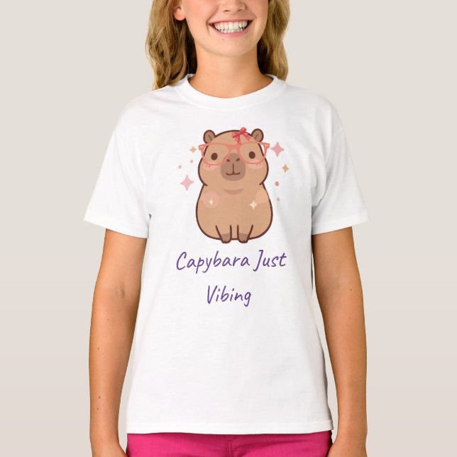 Capybara bara vibrerar Söt Kawaii Capybara kopplar T Shirt (Framsida)