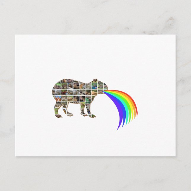Capybara barfing a rainbow vykort (Framsida)