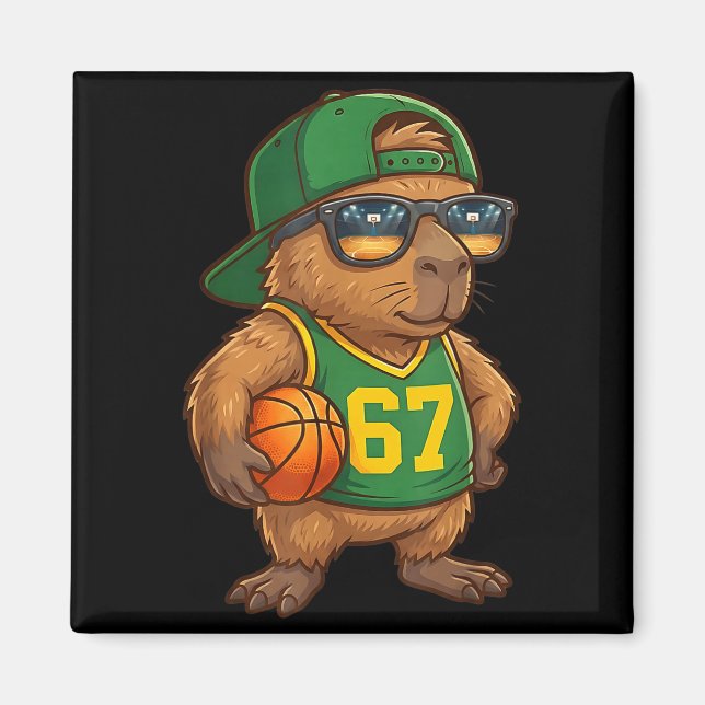 Capybara Basket 67 Gen Alpha Slang Srts Män Bo Magnet (Framsidan)
