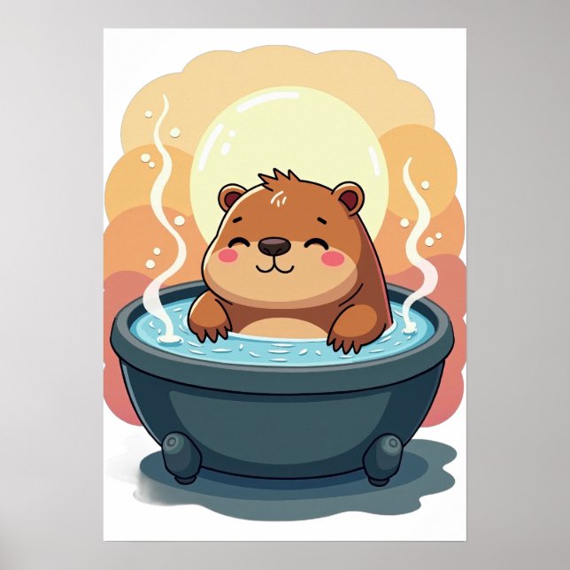 Capybara Bastu Avslappning Chill Vibes Mysig Konst Poster (Framsidan)