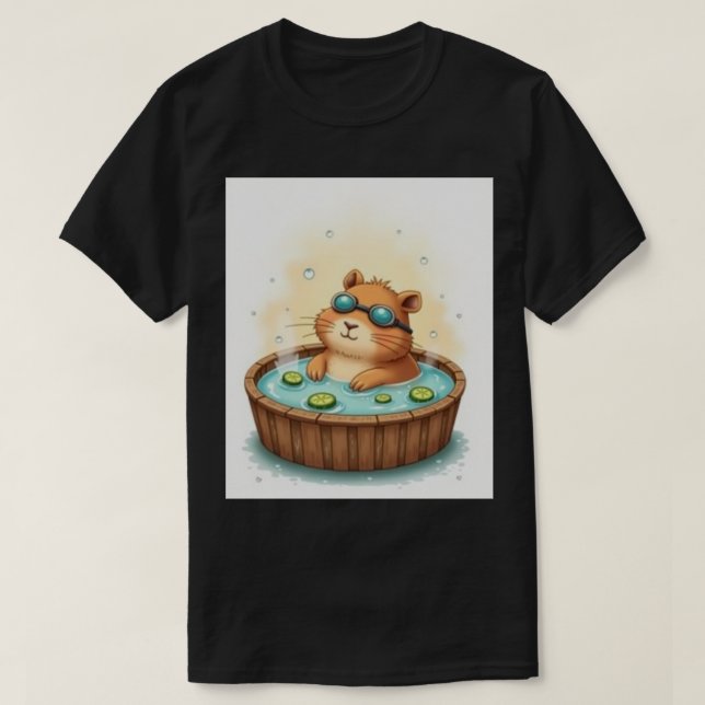 Capybara Bastu Avslappning Gurkskiva Zen Spa T Shirt (Design framsida)
