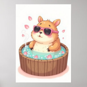 Capybara Bastu Avslappning Klistermärke Capybara V Poster