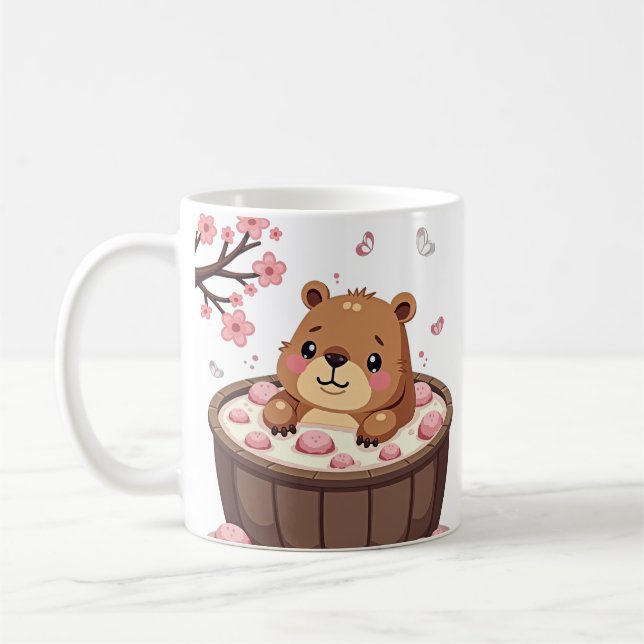 Capybara Bastubad Relaxation Badbomber Körsbärsblo Kaffemugg (Vänster)