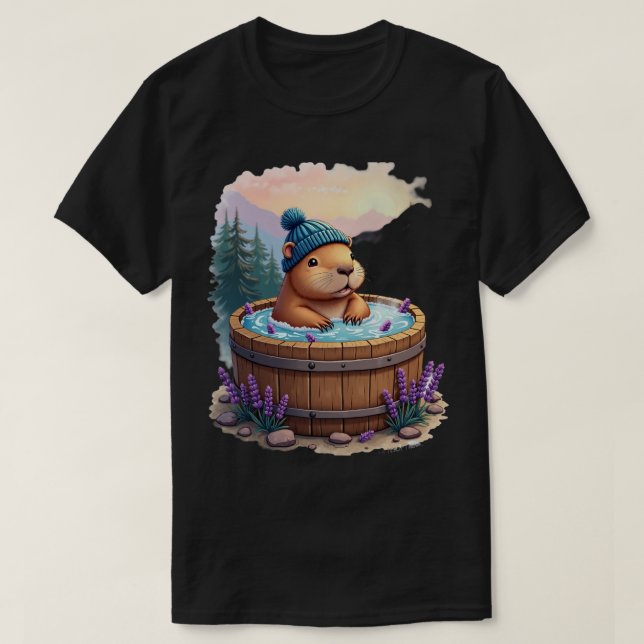 Capybara Bastubad Relaxation Stresslindring Spadag T Shirt (Design framsida)