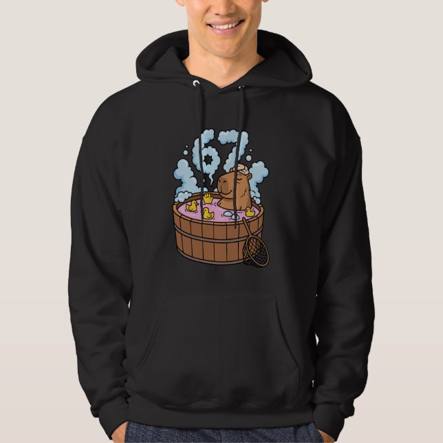 Capybara Bath Tub 67 Relaxed Funny Meme Animal Hoodie (Framsida)