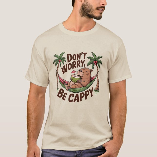 Capybara Be Lycklig T Shirt (Framsida)