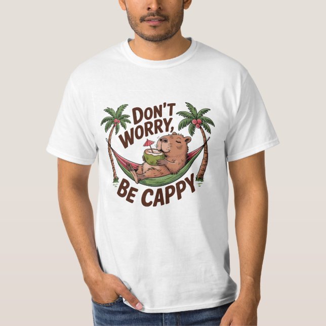 Capybara Be Lycklig T Shirt (Framsida)