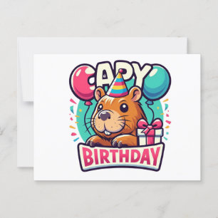 Capybara Birthday Bash - Quirky Party Animal Vykort