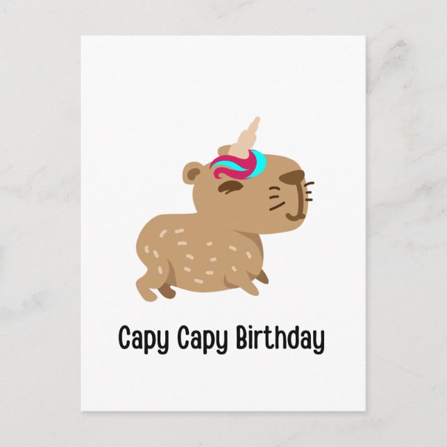 Capybara Birthday Card, Capy Capy Capy Birthday Vykort (Framsida)