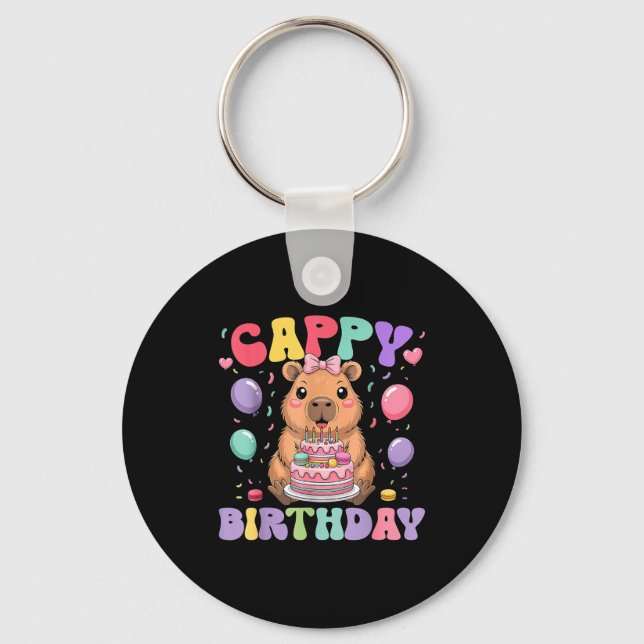 Capybara Birthday Girls Funny Birthday Kids Boys G Nyckelring (Framsida)