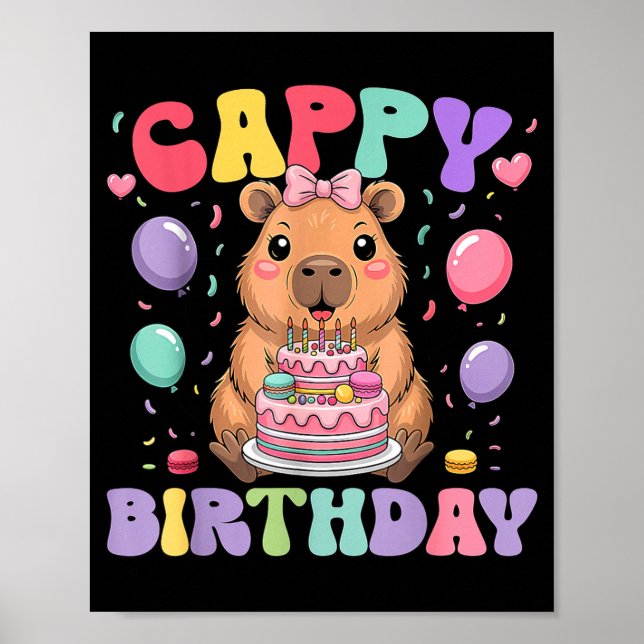 Capybara Birthday Girls Funny Birthday Kids Boys G Poster (Framsidan)