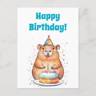 Capybara Birthday,Grattis på födelsedagen Flat Hel Helg Vykort