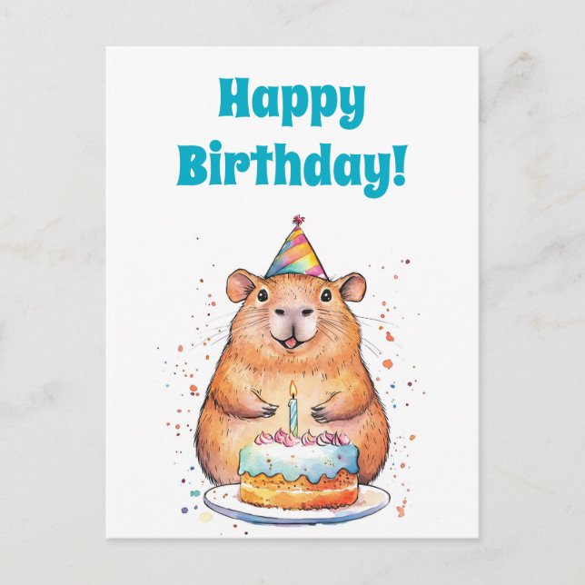 Capybara Birthday,Grattis på födelsedagen Flat Hel Helg Vykort (Framsida)