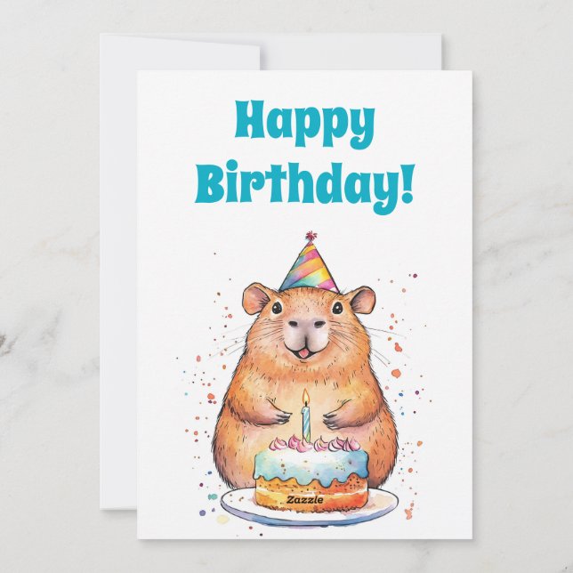 Capybara Birthday,Grattis på födelsedagen Flat Hel Julkort (Baksida)