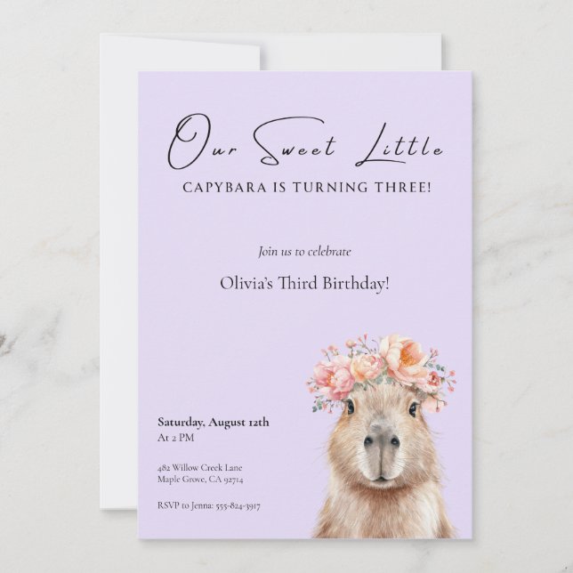 Capybara Birthday Invitation • Little One (Framsida)