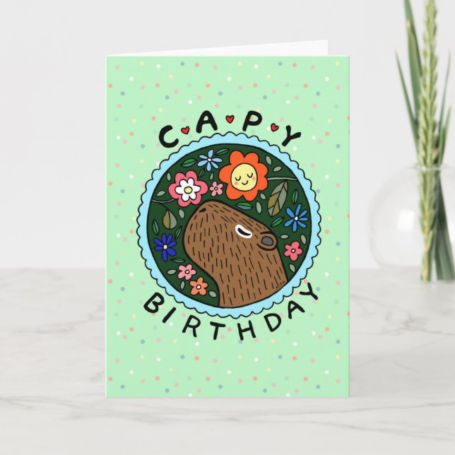 Capybara Birthday lycklig Capy-födelsedagskalender Kort (Framsida)