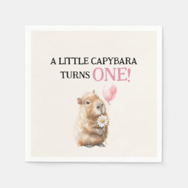 Capybara Birthday Napkin • First Birthday Pappersservett