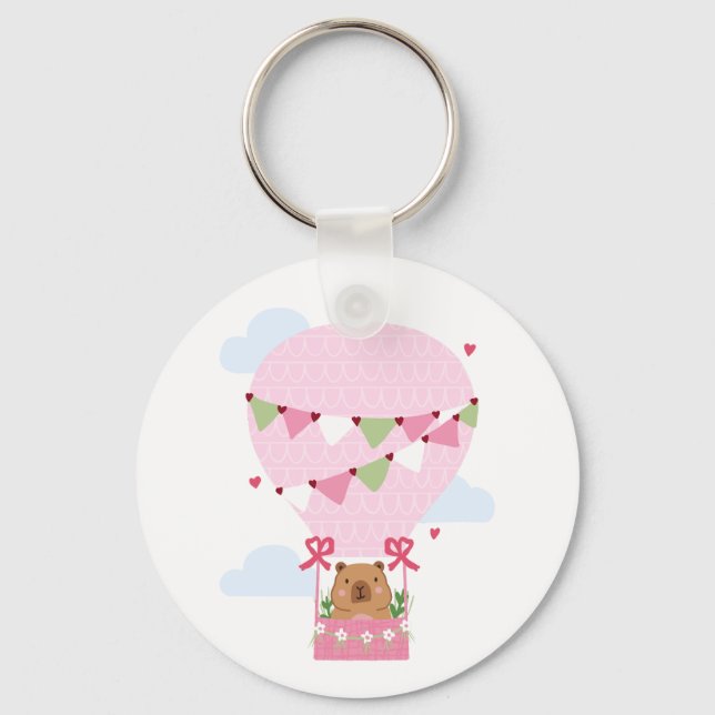 Capybara Birthday Party Kids Watch Nyckelring (Framsida)