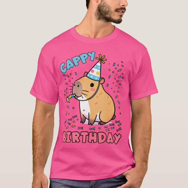 Capybara Birthday Pun Cappy Birthday Capybara T Shirt (Framsida)