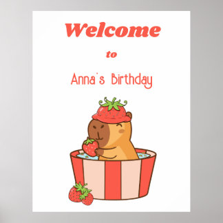 Capybara Birthday-tecken | Cute Animal Party-tecke Poster