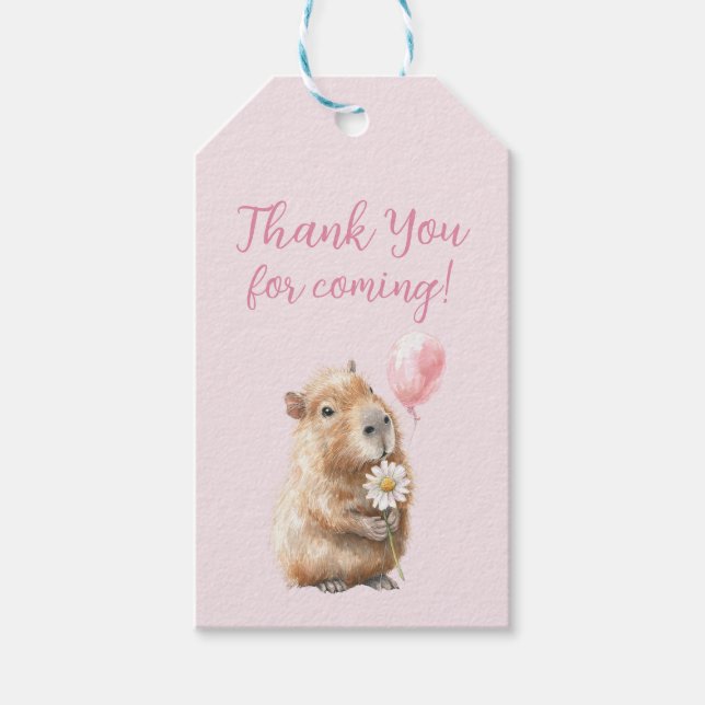 Capybara Birthday Thank You Presentetikett (Framsidan)
