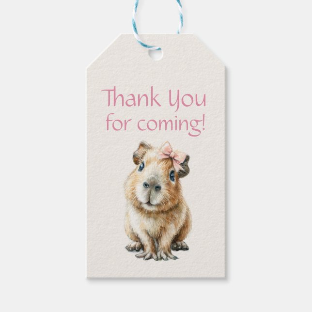 Capybara Birthday Thank You Presentetikett (Framsidan)