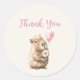 Capybara Birthday Thank You Runt Klistermärke