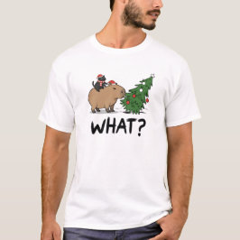 Capybara Black Cat Christmas WHAT Meme Gift T Shirt