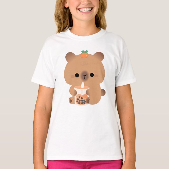 Capybara Boba T Shirt (Framsida)