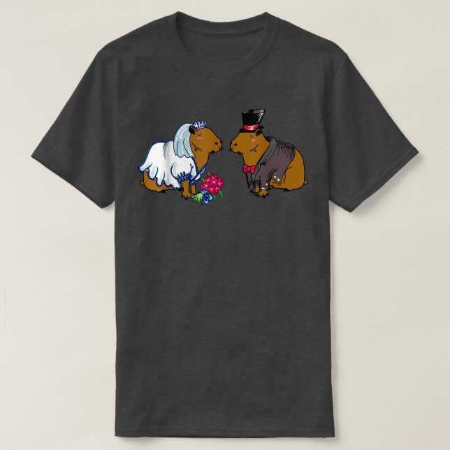 Capybara Bride & Groom Bröllop Illustration 165 T Shirt (Design framsida)