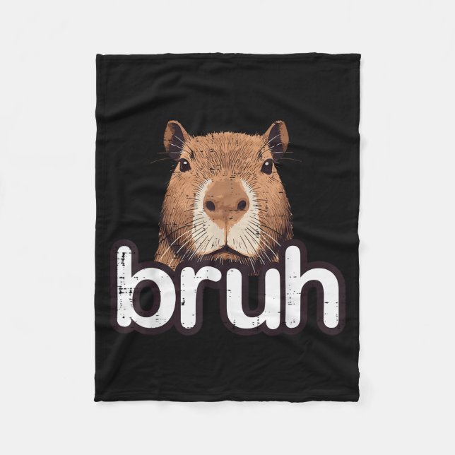 Capybara Bruh Funny Capy Meme Rodent Men Boys Kids Fleecefilt (Framsidan)