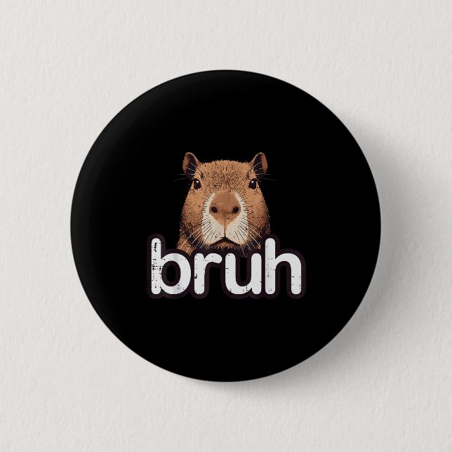 Capybara Bruh Funny Capy Meme Rodent Men Boys Kids Knapp (Framsida)