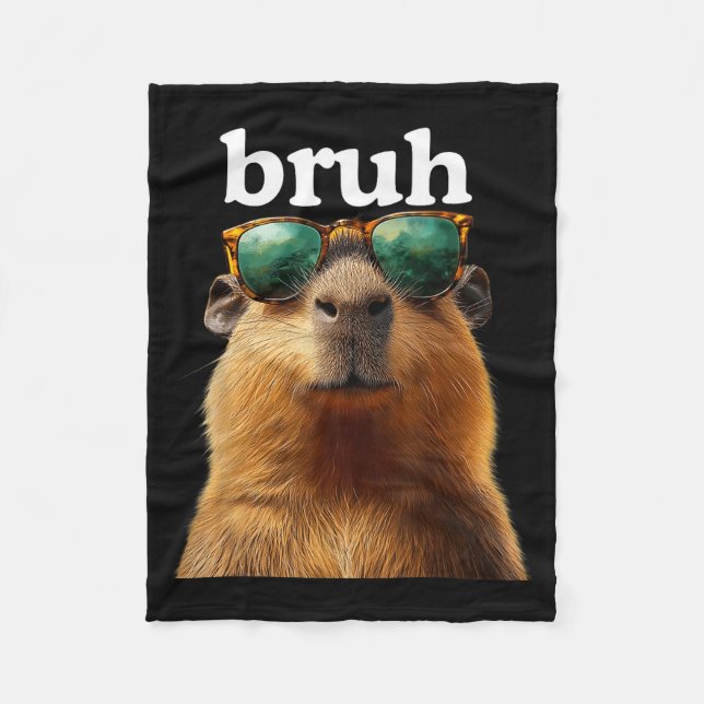 Capybara Bruh With Sungles Funny Meme Lovers Men W Fleecefilt (Framsidan)
