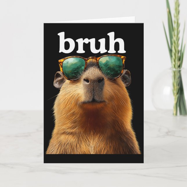 Capybara Bruh With Sungles Funny Meme Lovers Men W Kort (Framsida)