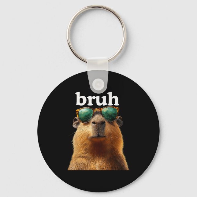 Capybara Bruh With Sungles Funny Meme Lovers Men W Nyckelring (Framsida)