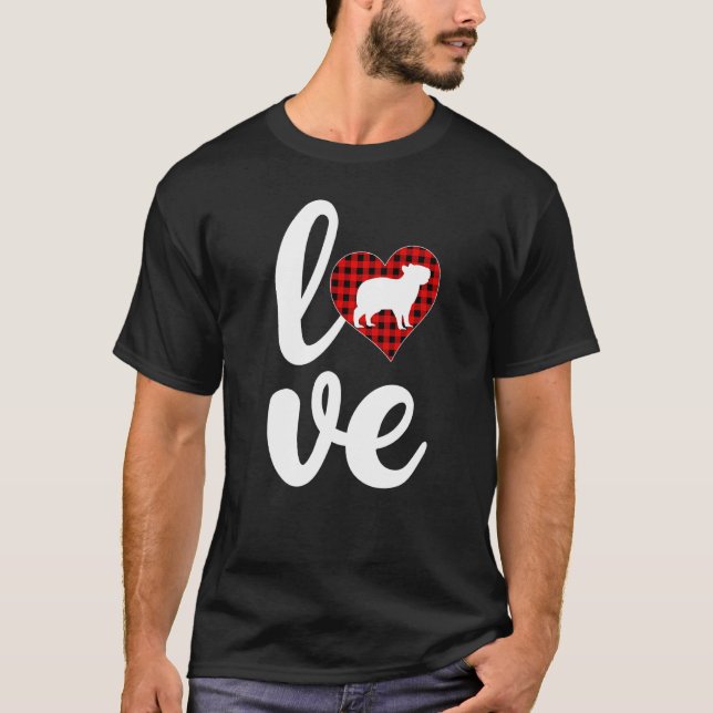Capybara Buffalo Plaid Love Capybara Valentine S D T Shirt (Framsida)