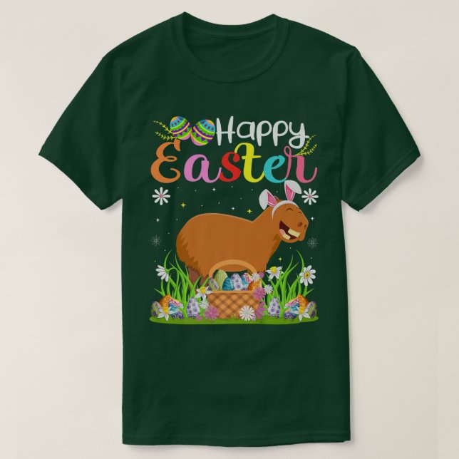 Capybara Bunny Egg Hunting Funny Capybara Lycklig  T Shirt (Design framsida)