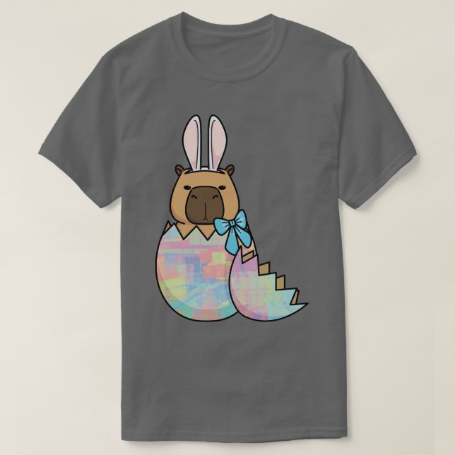 Capybara Bunny Hatching Påskägg T Shirt (Design framsida)