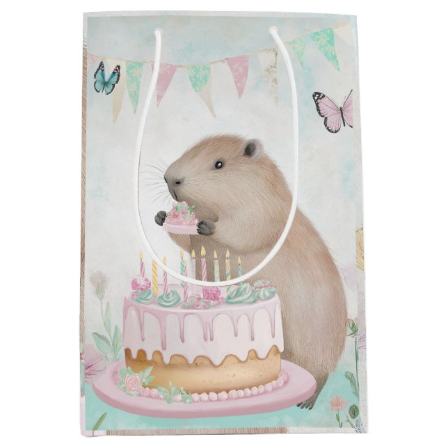 Capybara Cakefest Kids Party Decor Gift Bag (Framsidan)