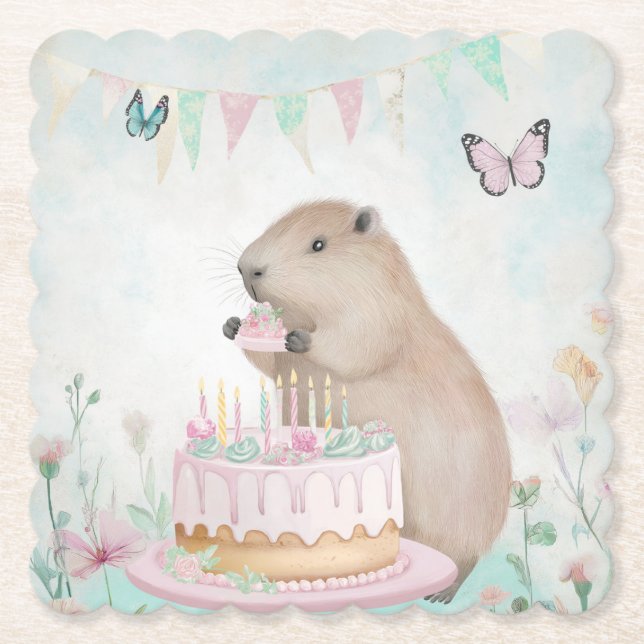 Capybara Cakefest Kids Party Papper Underlägg (Framsida)
