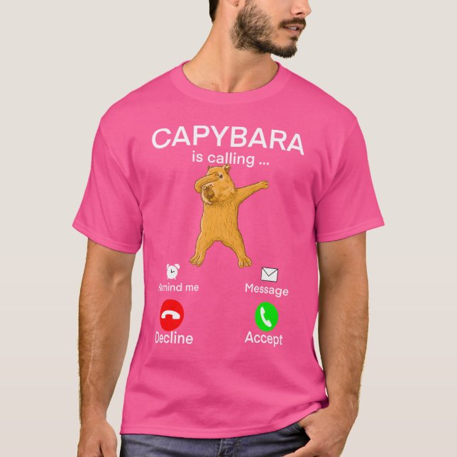 Capybara Calling T Shirt (Framsida)