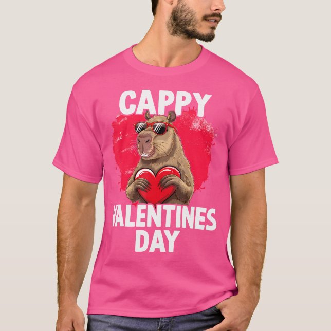 Capybara Cappy Valentindagen T Shirt (Framsida)