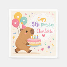 Capybara Capy 5-års födelsedagsflicka Namn Rosa Tå
