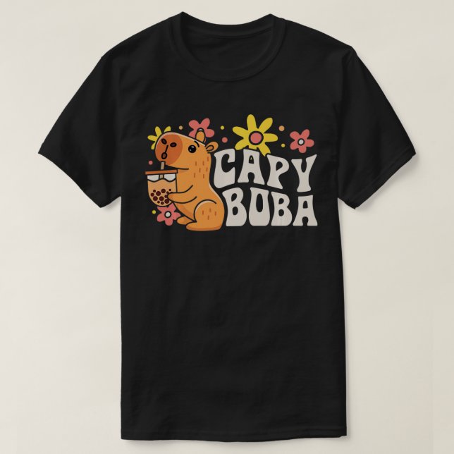 Capybara Capy Boba Bubble Mjölk Tea Funny Rodent A T Shirt (Design framsida)