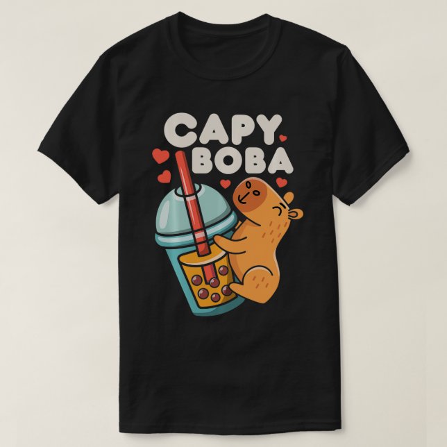 Capybara Capy Boba Bubble Mjölk Tea Funny Rodent A T Shirt (Design framsida)
