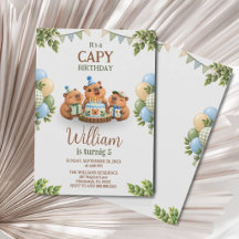 Capybara Capy Party Söt Blå Kawaii Pojke Födelseda
