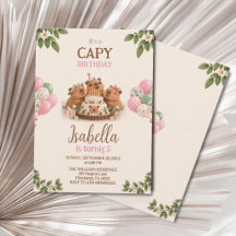 Capybara Capy Party Söt Rosa Kawaii Flickas Födels