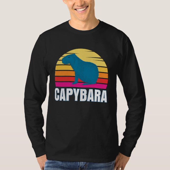 Capybara  Capybara  Rodent Pet Animal Sunset T Shirt (Framsida)